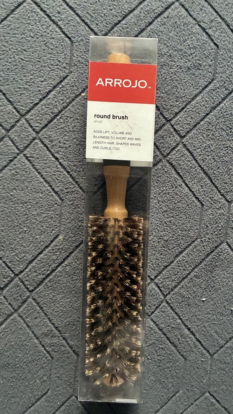ARROJO Small Round Brush Wood Handle Adds Lift Volume Shapes Curls
